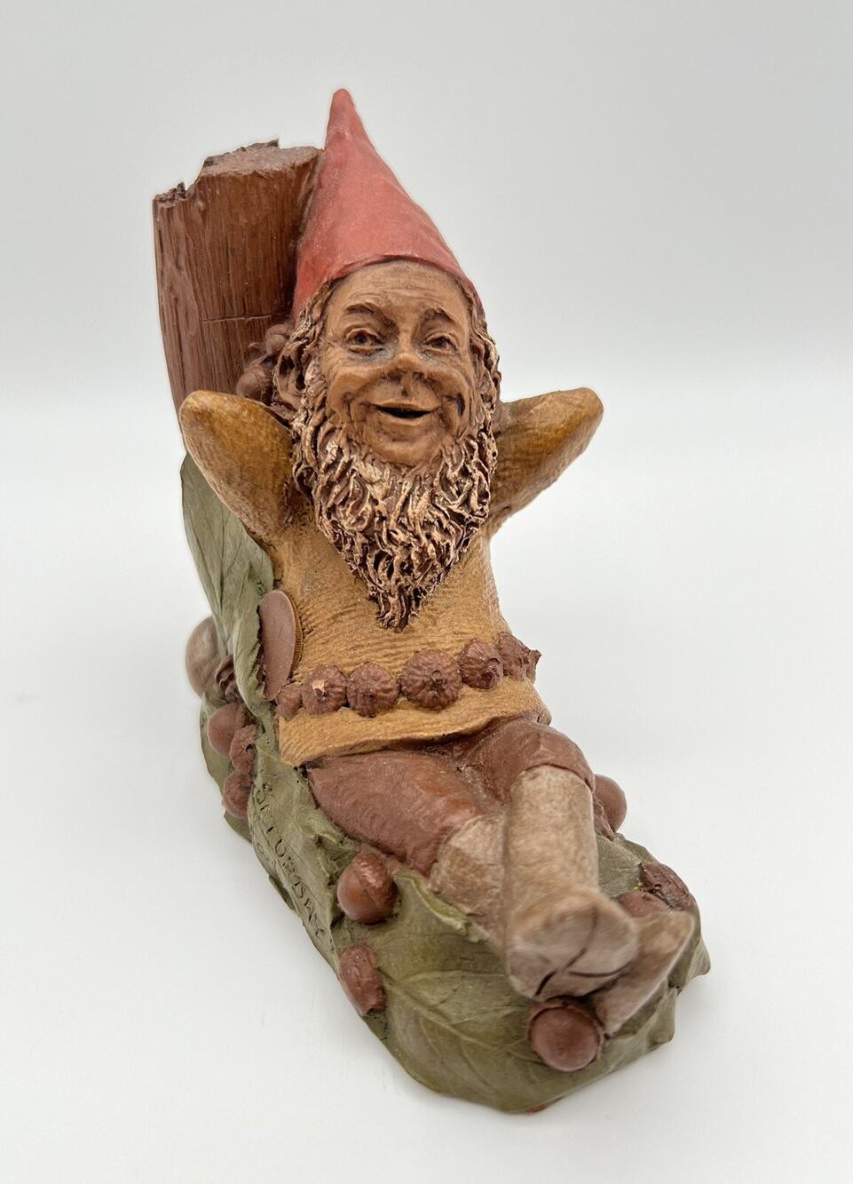 Tom Clark Vintage 1983 Saturday Gnome #54 Lying By a Tree Trunk Figurine 5”